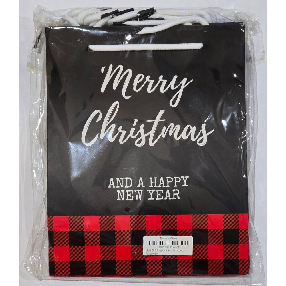 6 Piece Assorted Black and Red Christmas Gift Bags 8" x 10" NWT - Picture 2 of 2